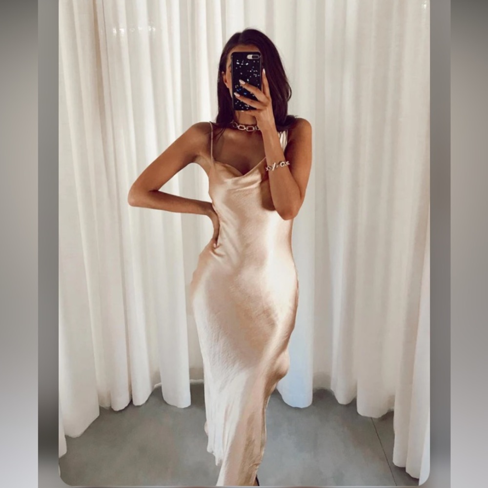 Princess Polly WALK THE LINE MIDI DRESS champagne